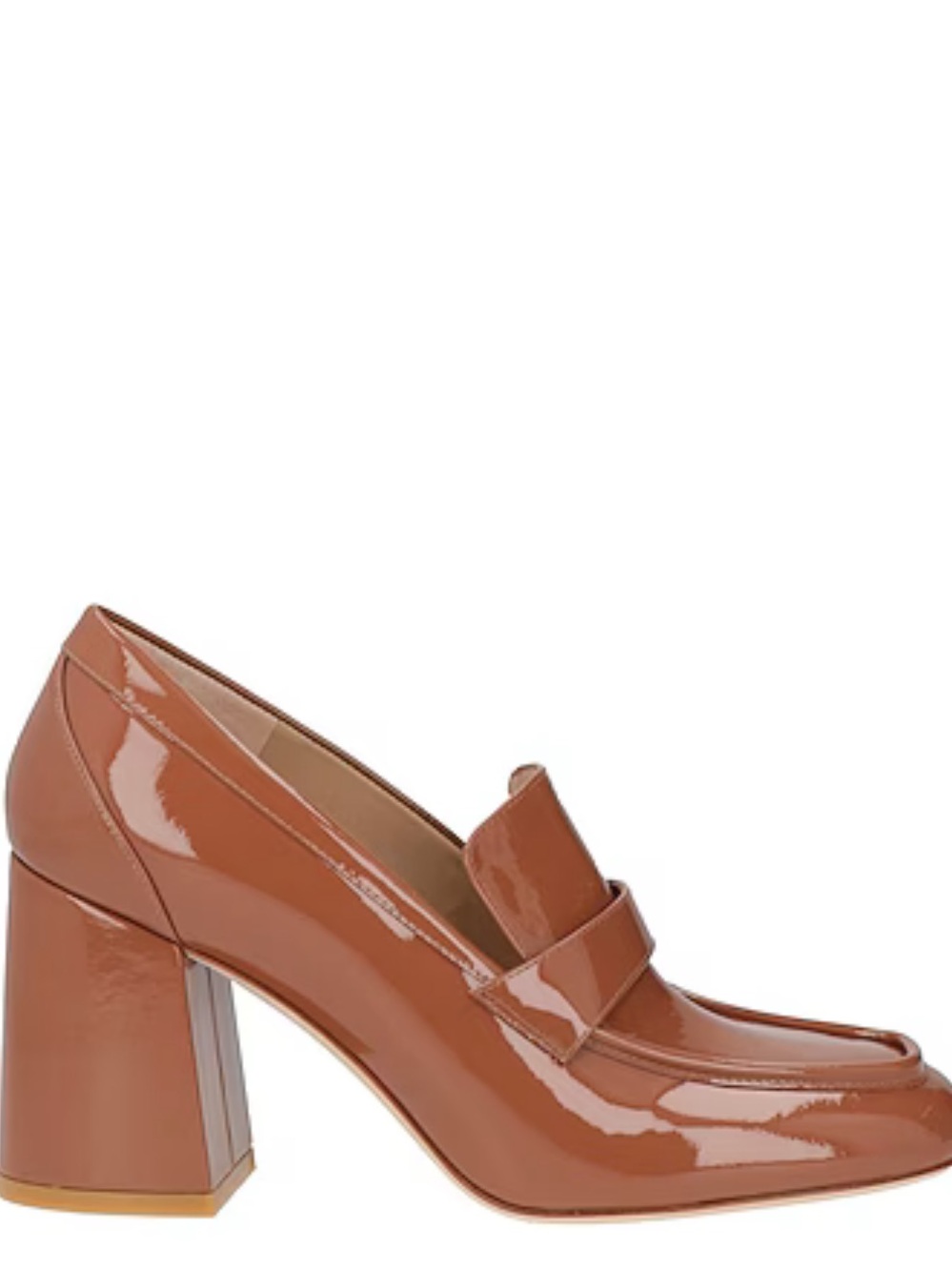 Stuart Weitzman Cognac light brown Patent Leather Block-Heel Loafers size 9